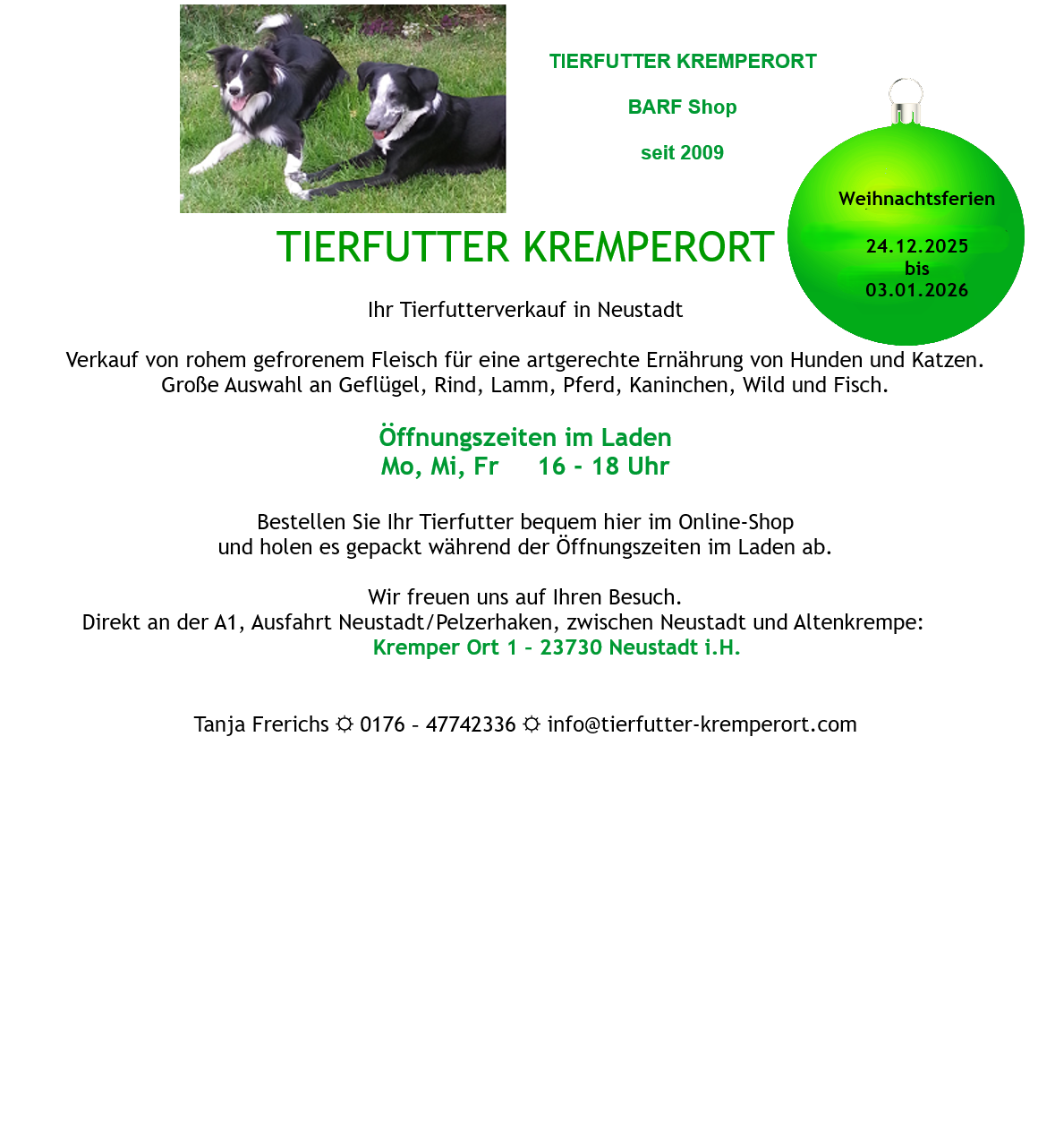 Start Dezember 2025 - Weihnachtsferien